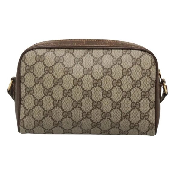 GUCCI GG Supreme Web Sherry Line Bag PVC Beige Gold - Picture 2 of 16